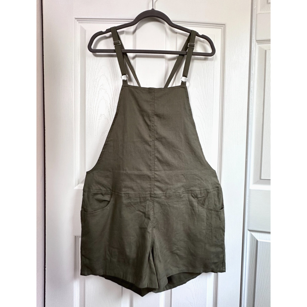 Torrid Women's Plus 0X Olive Army Green Linen Blend Shortalls Playsuit